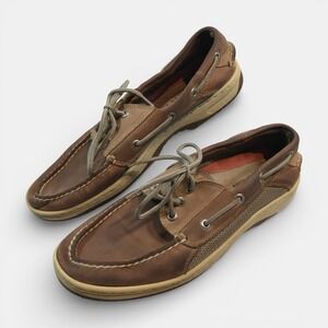 Sperry Top-Sider Billfish Boat 3-Eye Tan/Beige Leather Lace Up Shoes Mens 9.5 M